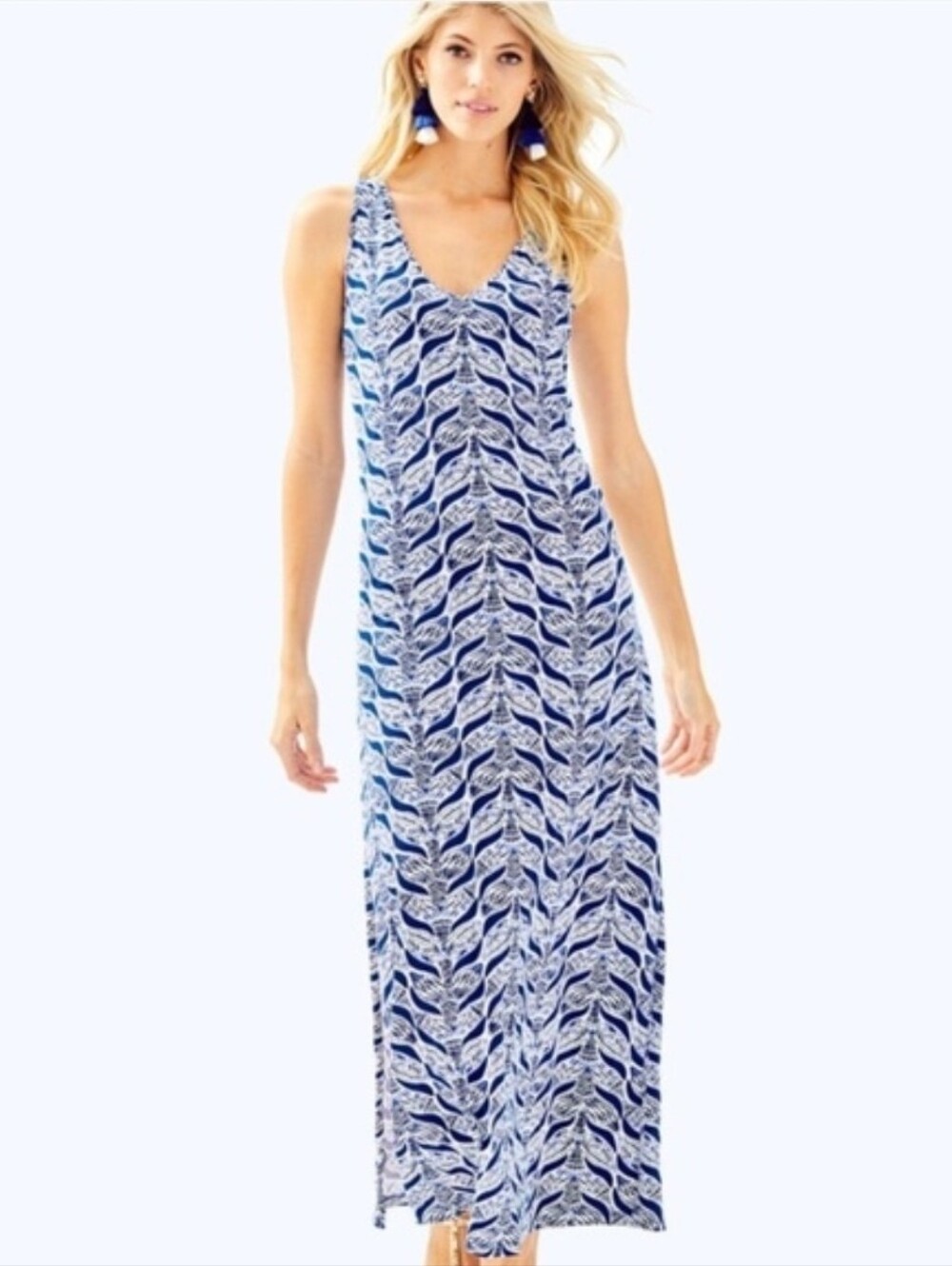 Lilly Pulitzer Navy and White Maxi Dress "A Mermaids Tail"